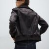 Chaqueta de piel combinada con canalé Chaqueta de piel combinada con canalé
