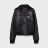 Chaqueta de piel combinada con canalé Chaqueta de piel combinada con canalé