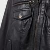 Chaqueta de piel combinada con canalé Chaqueta de piel combinada con canalé