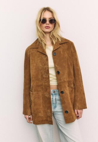 Chaqueta de piel con bolsillos