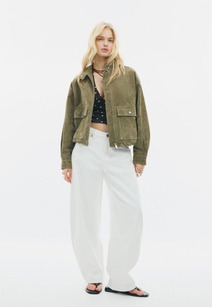 Chaqueta de piel con bolsillos Chaqueta de piel con bolsillos