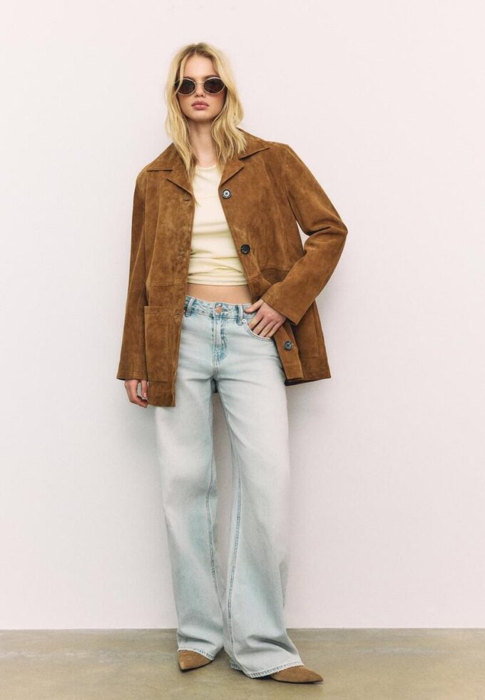 Chaqueta de piel con bolsillos Chaqueta de piel con bolsillos