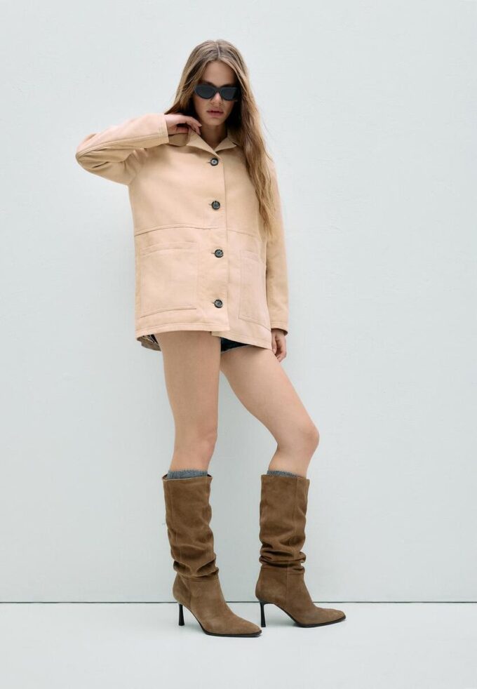 Chaqueta de piel con bolsillos Chaqueta de piel con bolsillos