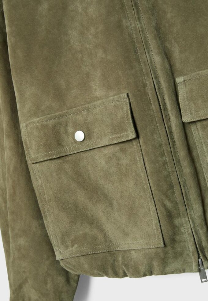 Chaqueta de piel con bolsillos Chaqueta de piel con bolsillos