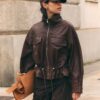 Chaqueta de piel con bolsillos y cintura ajustable Chaqueta de piel con bolsillos y cintura ajustable
