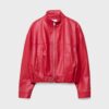 Chaqueta globo efecto piel con detalle de cinturón Chaqueta globo efecto piel con detalle de cinturón