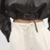 Chaqueta holgada efecto piel con cinturón Chaqueta holgada efecto piel con cinturón