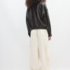 Chaqueta holgada efecto piel con cinturón Chaqueta holgada efecto piel con cinturón