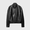 Chaqueta holgada efecto piel con cinturón Chaqueta holgada efecto piel con cinturón