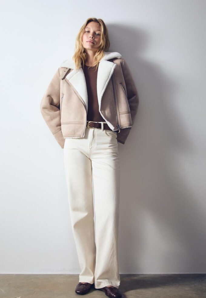 Chaqueta motera de ante sintético Chaqueta motera de ante sintético