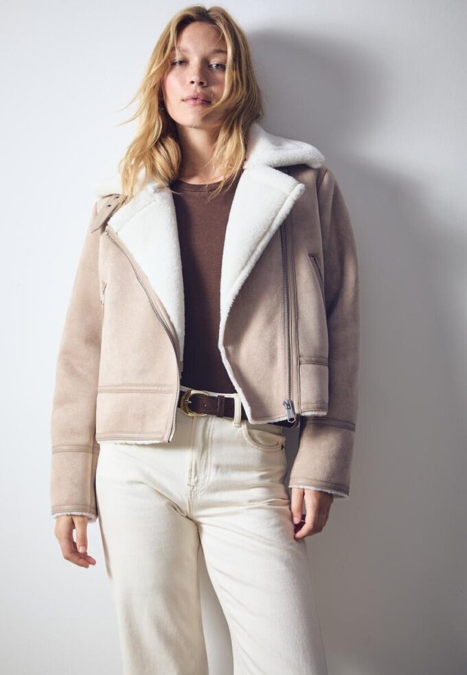 Chaqueta motera de ante sintético Chaqueta motera de ante sintético