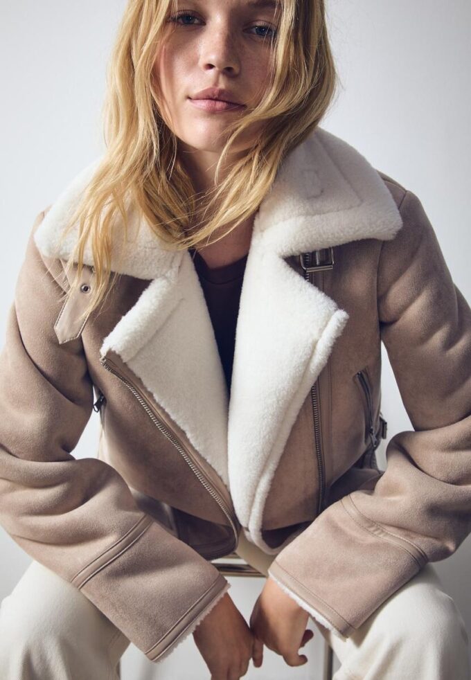 Chaqueta motera de ante sintético Chaqueta motera de ante sintético