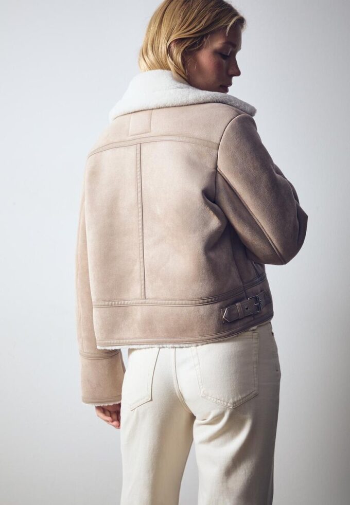 Chaqueta motera de ante sintético Chaqueta motera de ante sintético