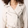 Chaqueta motera de imitación de piel con cinturón Chaqueta motera de imitación de piel con cinturón