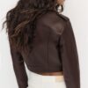 Chaqueta motera de imitación de piel con cinturón Chaqueta motera de imitación de piel con cinturón