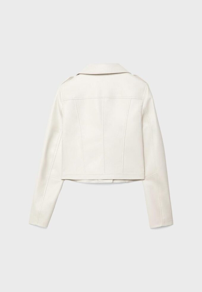 Chaqueta motera de imitación de piel con cinturón Chaqueta motera de imitación de piel con cinturón