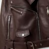 Chaqueta motera de imitación de piel con cinturón Chaqueta motera de imitación de piel con cinturón