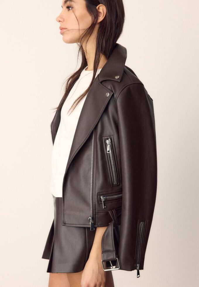Chaqueta motera efecto piel Chaqueta motera efecto piel