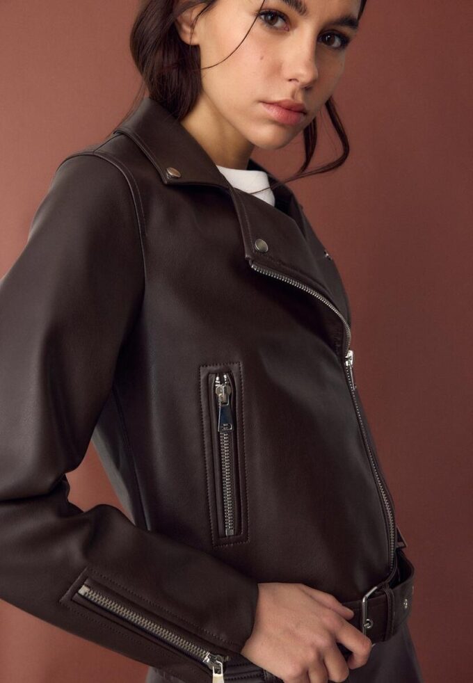Chaqueta motera efecto piel Chaqueta motera efecto piel