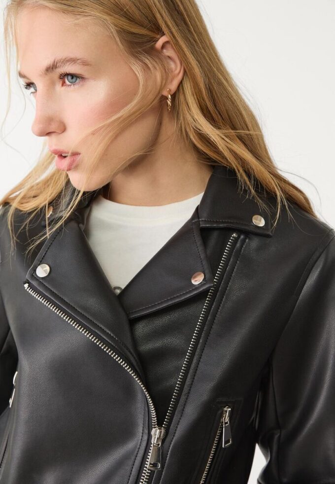 Chaqueta motera efecto piel Chaqueta motera efecto piel