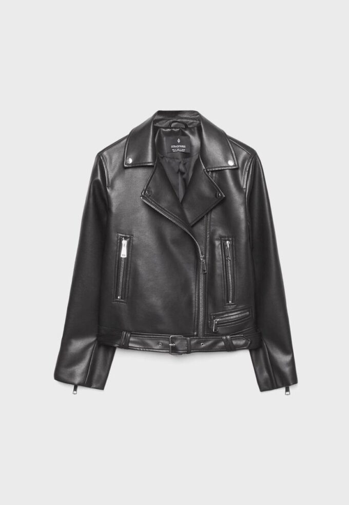 Chaqueta motera efecto piel Chaqueta motera efecto piel