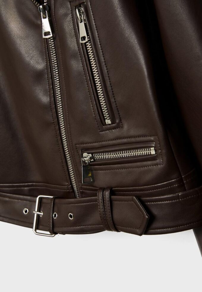 Chaqueta motera efecto piel Chaqueta motera efecto piel