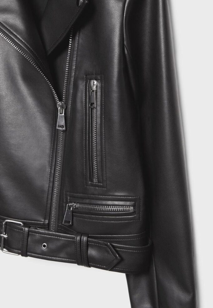 Chaqueta motera efecto piel Chaqueta motera efecto piel