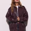 Chaqueta motera oversize con efecto piel Chaqueta motera oversize con efecto piel