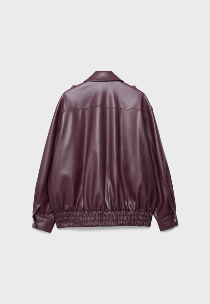 Chaqueta motera oversize con efecto piel Chaqueta motera oversize con efecto piel