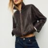 Chaqueta oversize con efecto de piel lavada Chaqueta oversize con efecto de piel lavada