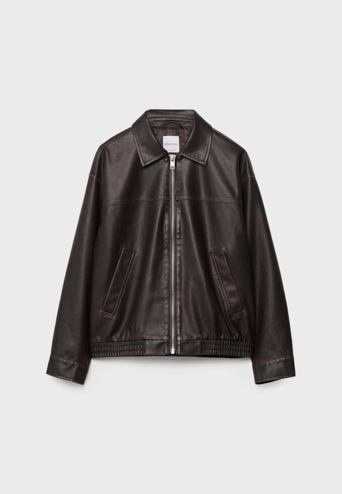 Chaqueta oversize con efecto de piel lavada Chaqueta oversize con efecto de piel lavada