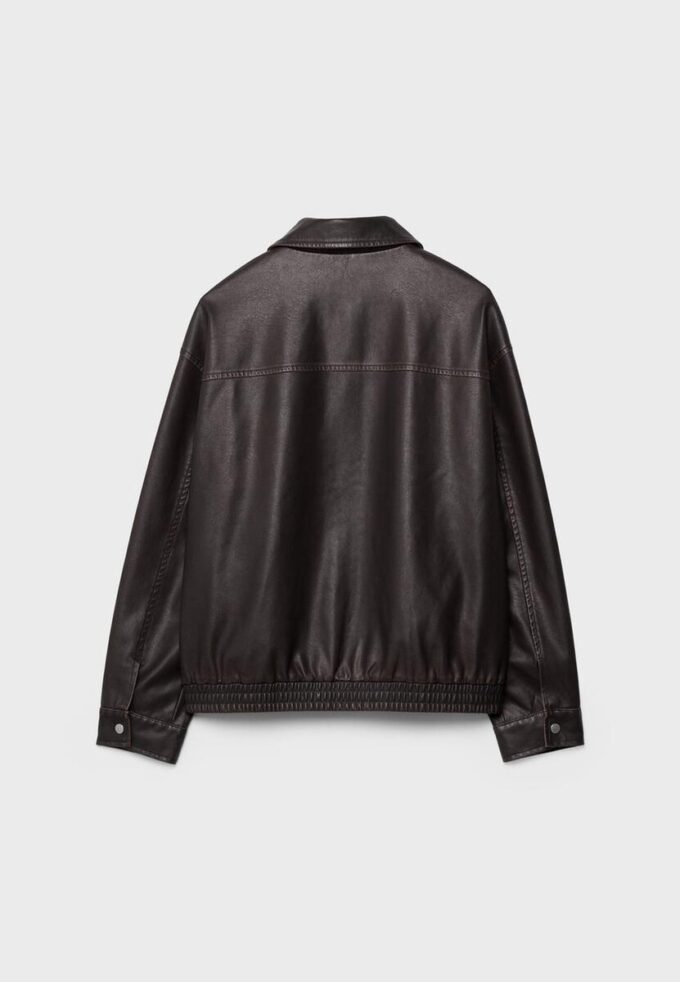 Chaqueta oversize con efecto de piel lavada Chaqueta oversize con efecto de piel lavada