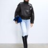 Chaqueta oversize con solapa 100 % piel Chaqueta oversize con solapa 100 % piel