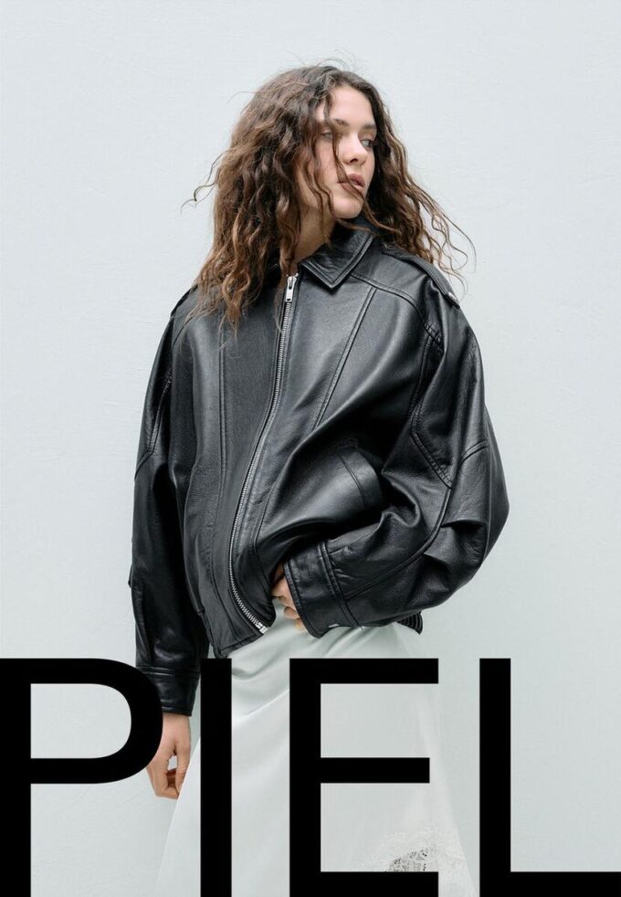 Chaqueta oversize con solapa 100 % piel Chaqueta oversize con solapa 100 % piel