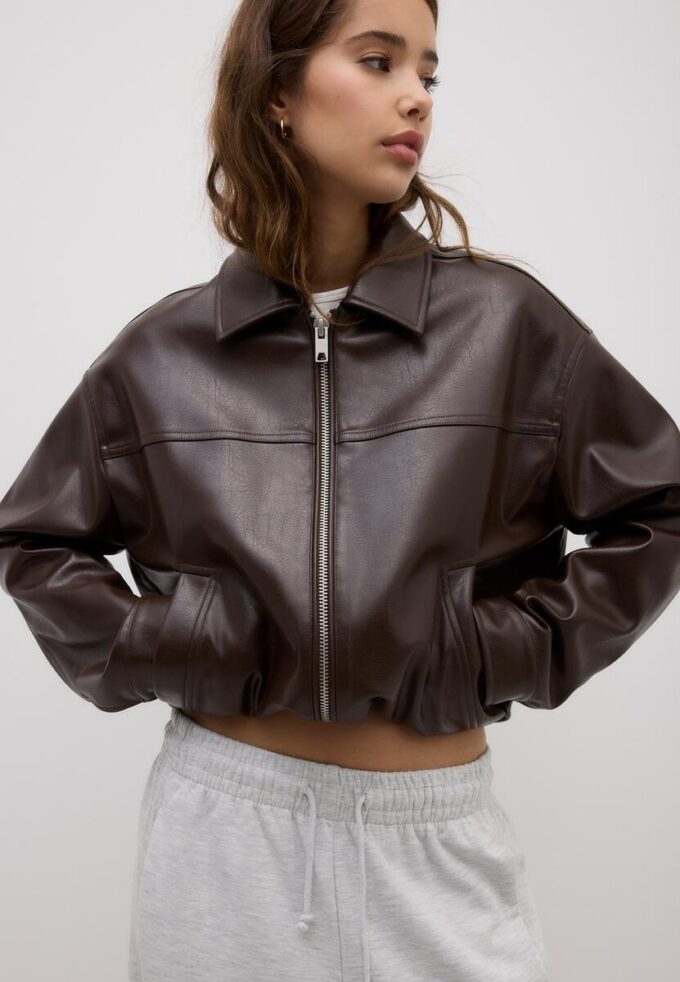 Chaqueta oversize efecto piel Chaqueta oversize efecto piel