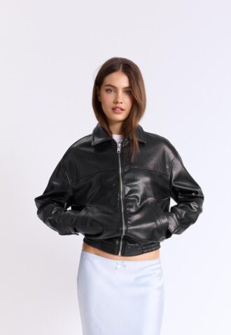 Chaqueta oversize efecto piel