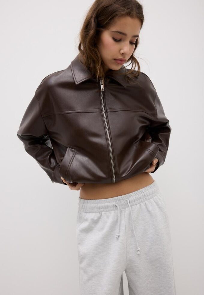 Chaqueta oversize efecto piel Chaqueta oversize efecto piel