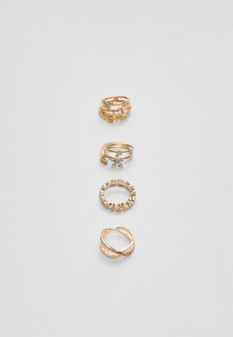 Conjunto de 9 anillos de mariposa y diamantes de imitación