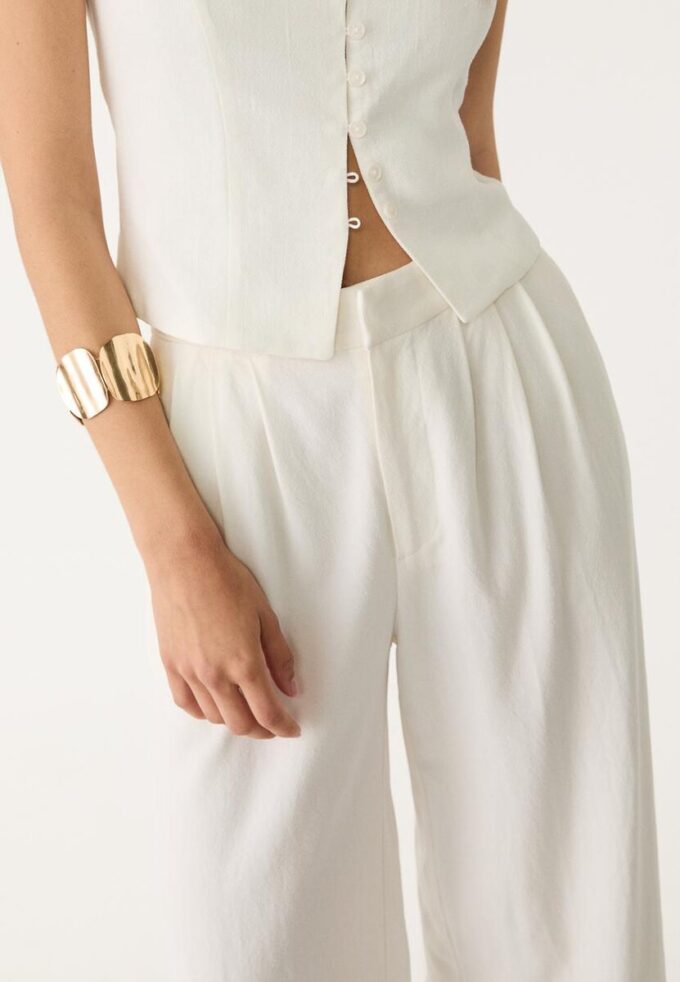 Culotte con pinzas de mezcla de lino Culotte con pinzas de mezcla de lino