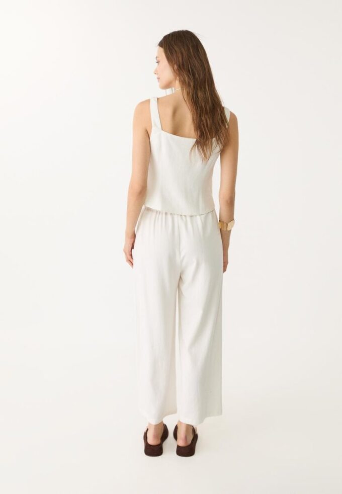 Culotte con pinzas de mezcla de lino Culotte con pinzas de mezcla de lino