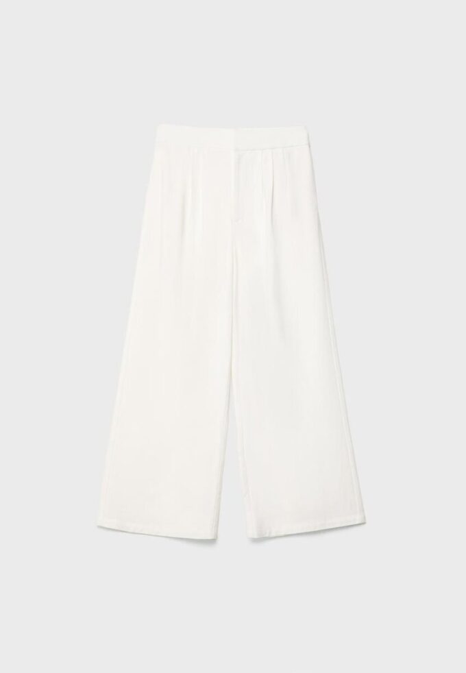 Culotte con pinzas de mezcla de lino Culotte con pinzas de mezcla de lino