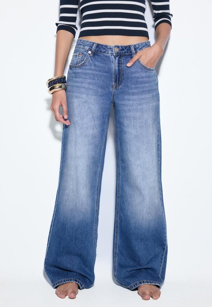 D91 Vaqueros de tiro bajo y pierna Wide Leg D91 Vaqueros de tiro bajo y pierna Wide Leg