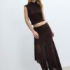 Falda midi asimétrica de encaje Falda midi asimétrica de encaje