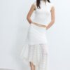 Falda midi asimétrica de encaje Falda midi asimétrica de encaje