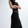 Falda midi asimétrica de encaje Falda midi asimétrica de encaje