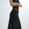 Falda midi asimétrica de encaje Falda midi asimétrica de encaje
