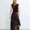 Falda midi asimétrica de encaje Falda midi asimétrica de encaje