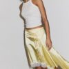 Falda midi asimétrica de satén Falda midi asimétrica de satén