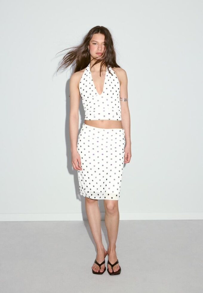 Falda midi de tul con lunares Falda midi de tul con lunares