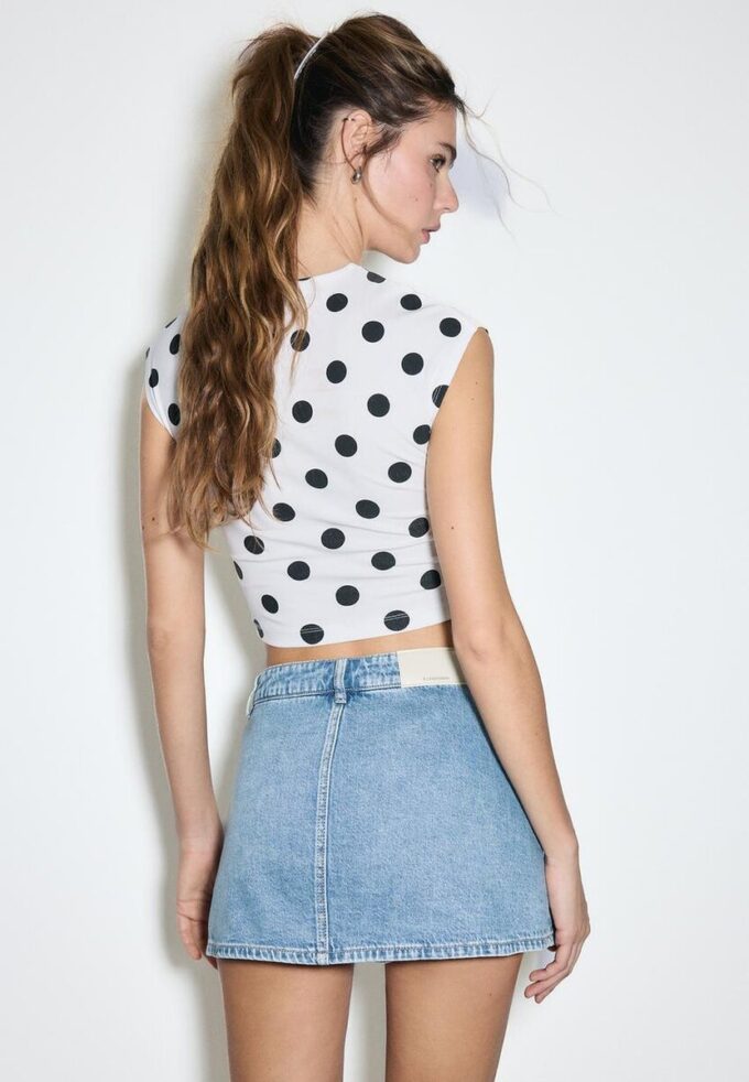 Falda-Skort de denim cruzada Falda-Skort de denim cruzada